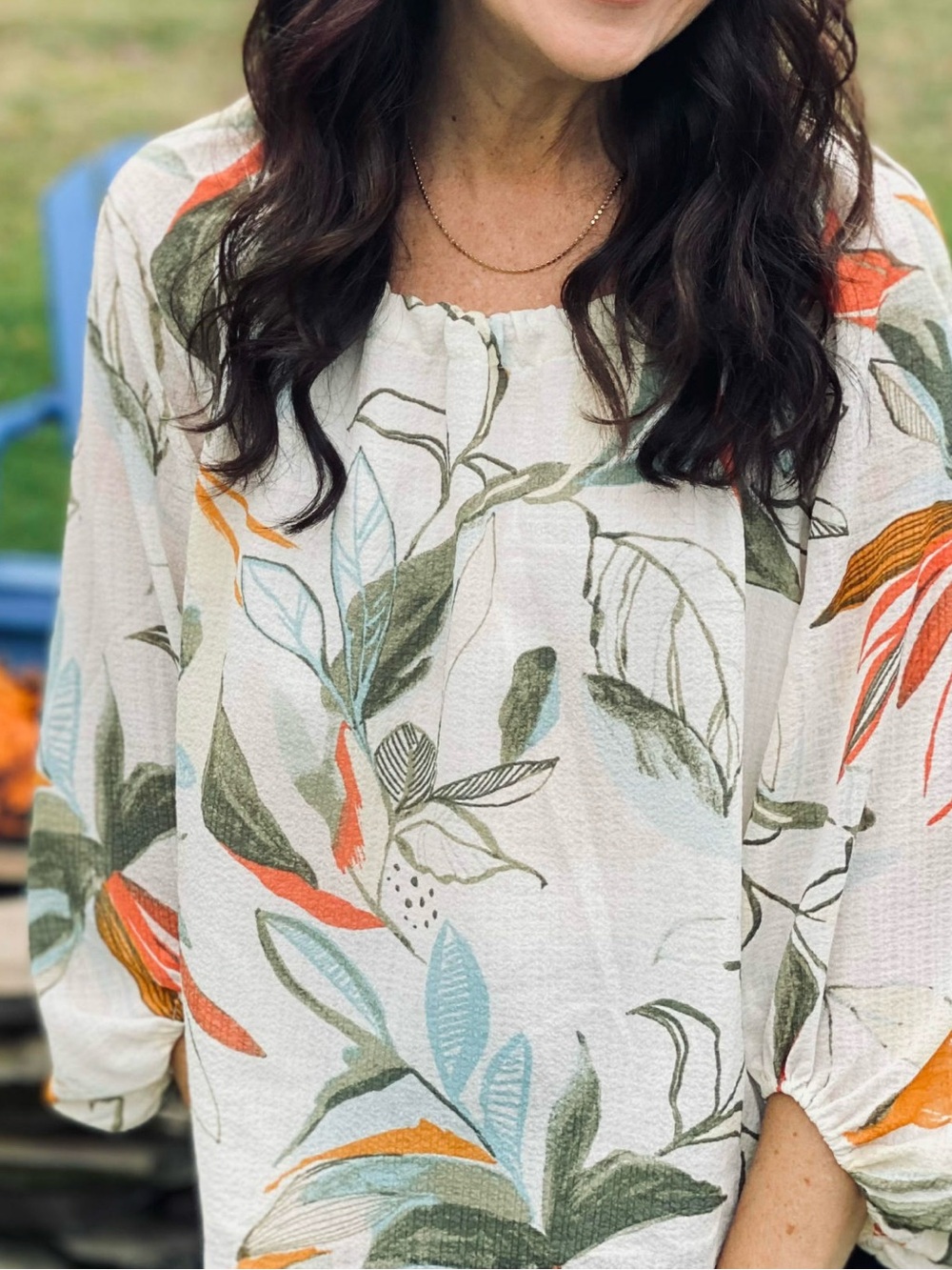 A New Day Women’s Size XXL Off Shoulder Blouse White Blue Green Orange Floral